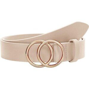 Women Leather Belt Beige E